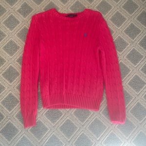 Ralph Lauren Hot Pink/ Blue cable knit pullover sweater